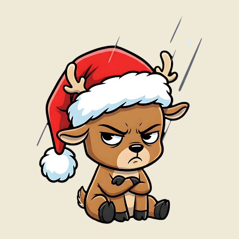 Funny Grumpy Reindeer Christmas Comic Motif