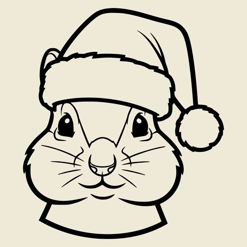 Visage d’animal mignon avec un chapeau de Noël