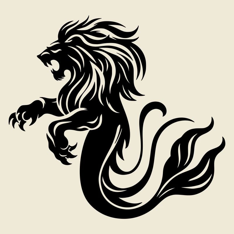 Merlion Lion Mermaid Mystical Creature Vector