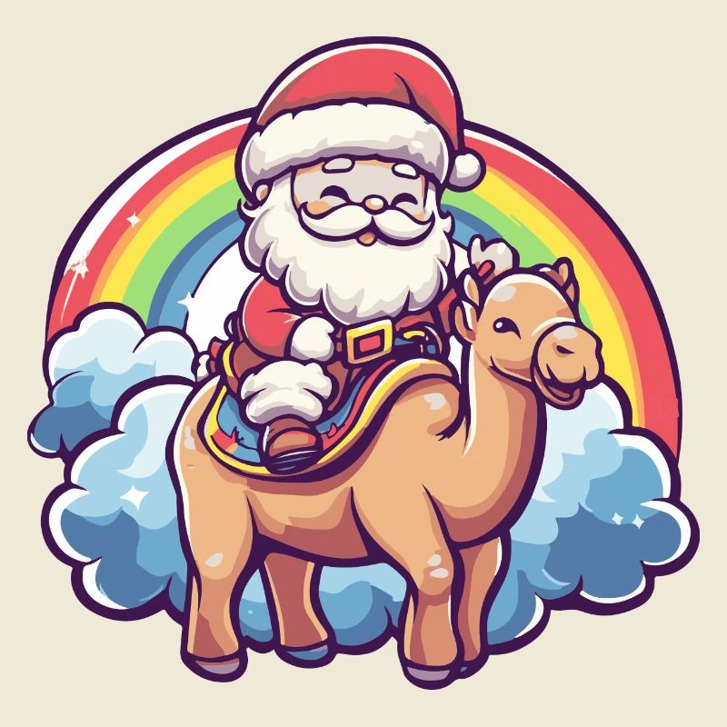 Kamel Weihnachtsmann Regenbogen