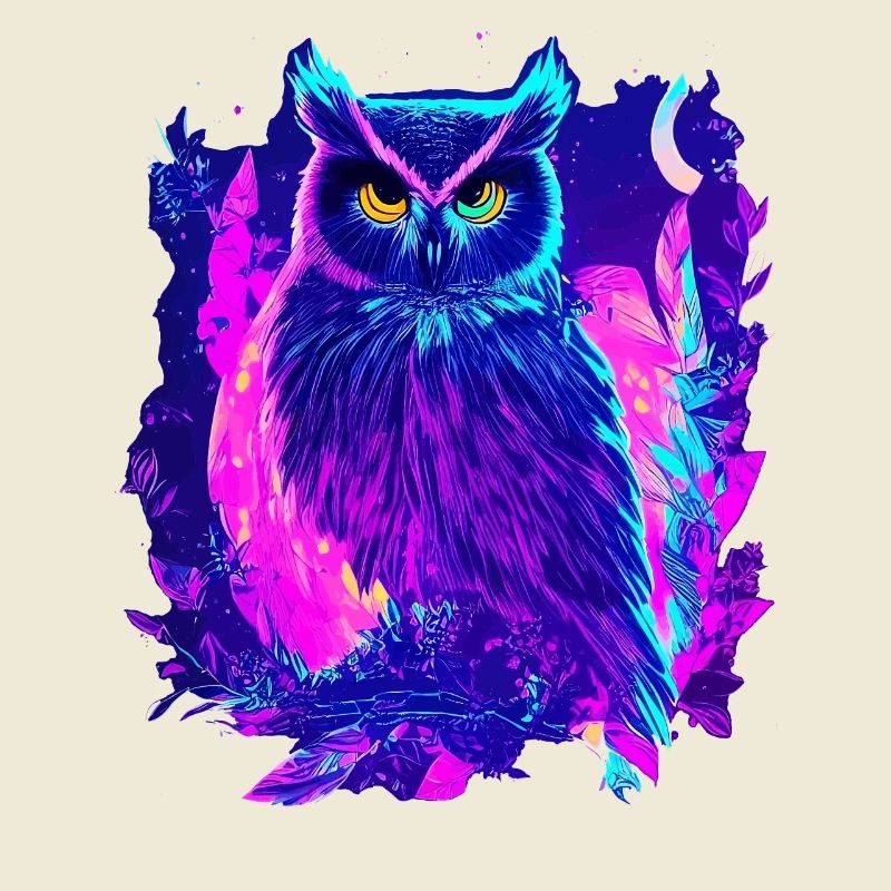 Neon leuchtende Eule Synthwave