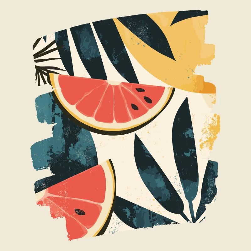 Pastèque d’été et palmiers