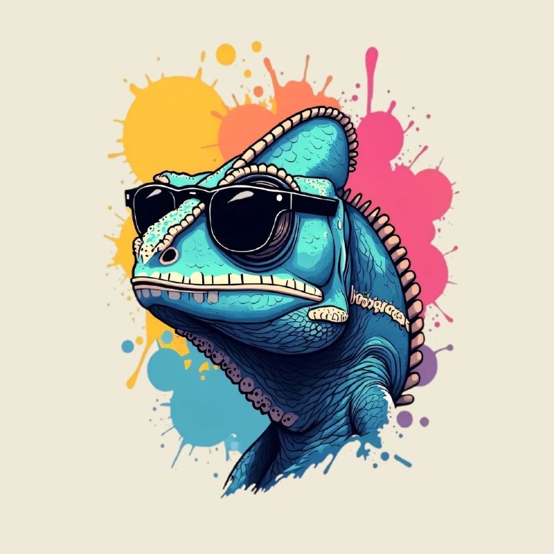 Cool chameleon with sunglasses