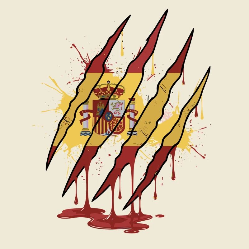 Scratch Mark Espagne Drapeau Griffe Style Grunge