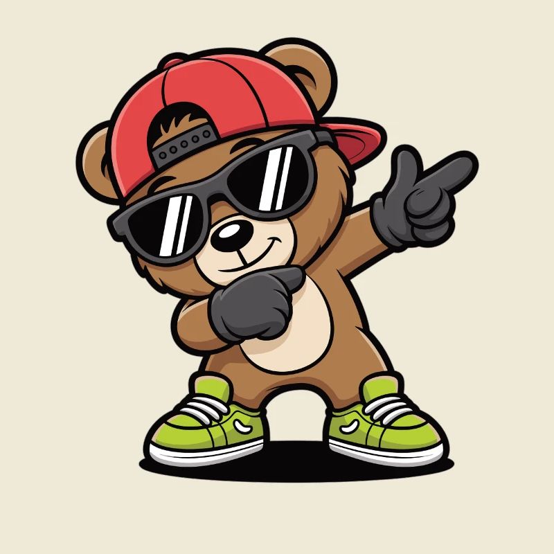 Dabbing Bear with Cap & Sunglasses – Cool Kids