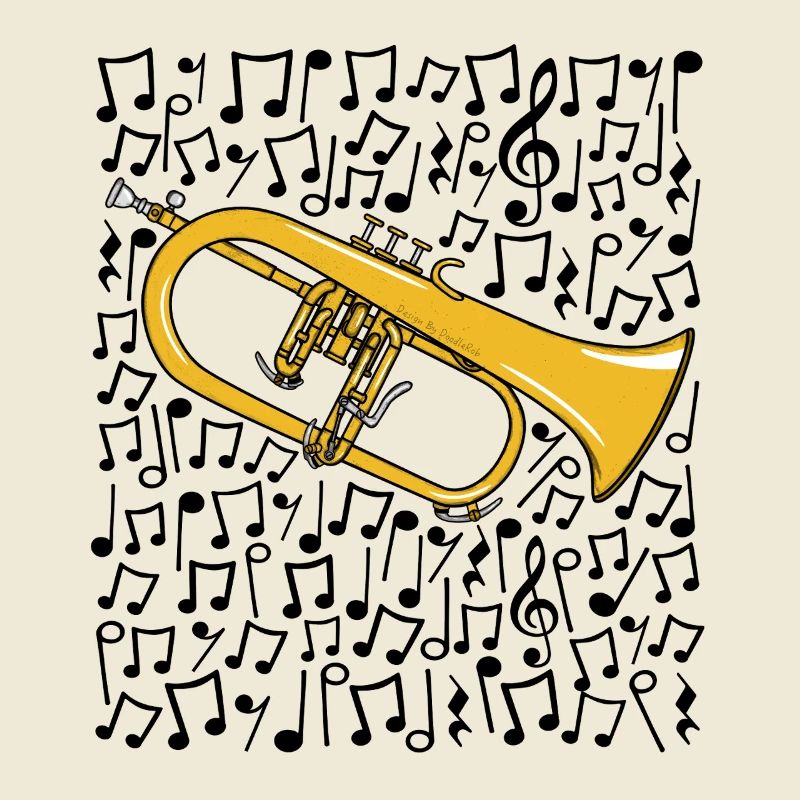 Flugelhorn Musical Notes Hornist Brass Musician