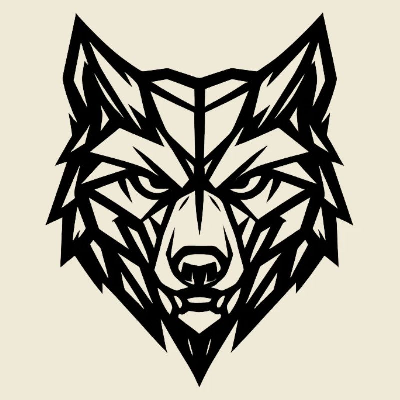 Grauer Wolf mit geometrischem Stil