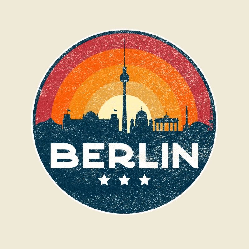 Conception rétro du badge Berlin Skyline Sunset