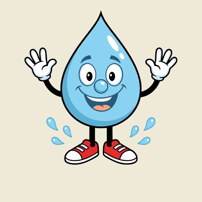 Drop d’eau heureuse avec des baskets