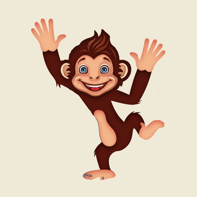 Dessin animé mignon de la jungle du singe dansant joyeux