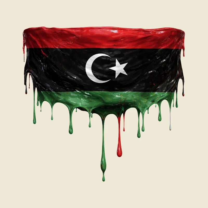 Conception de la chute du drapeau libyen