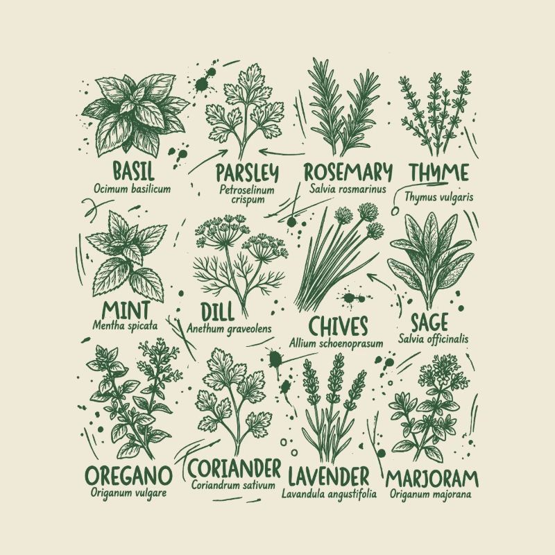 Herbs Botany Kitchen basilic Romarin