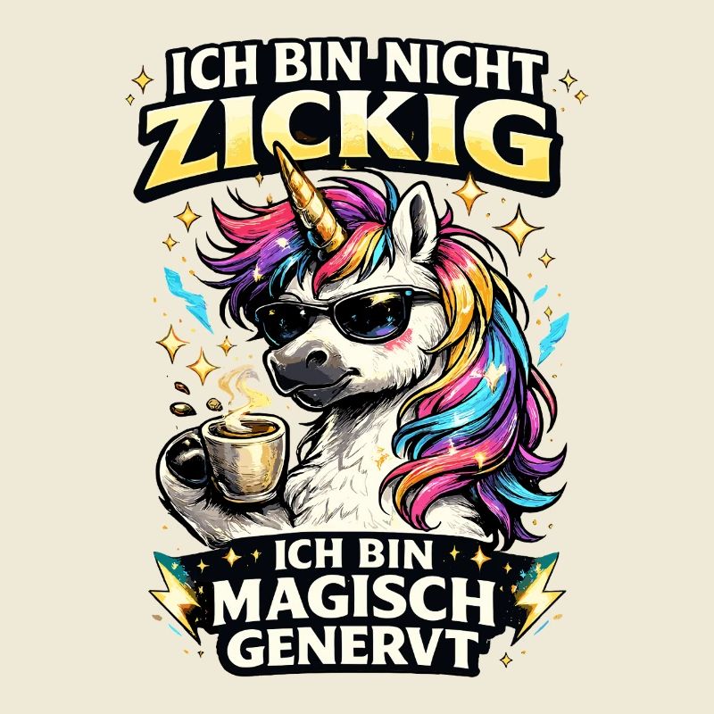 magisch genervtes Einhorn mit Kaffee Sarkasmus