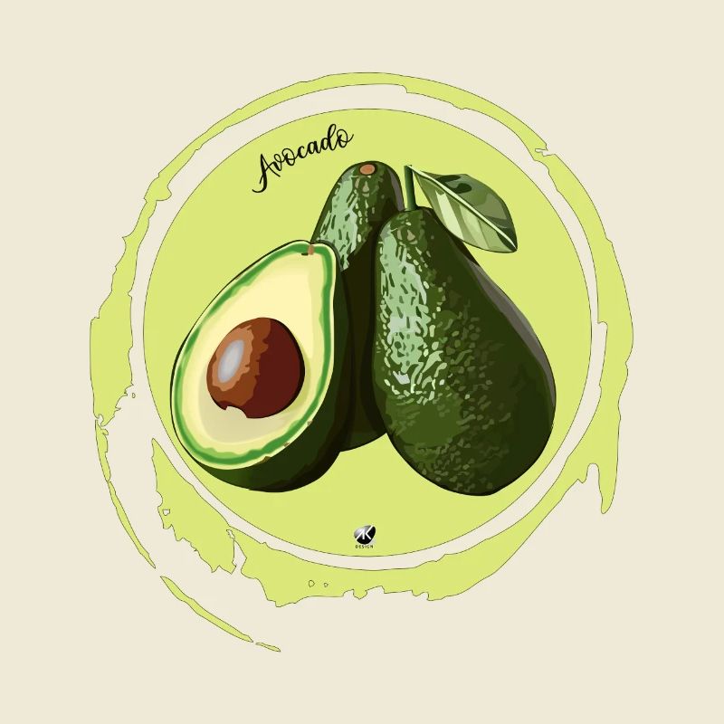Avocado illustration in a circle