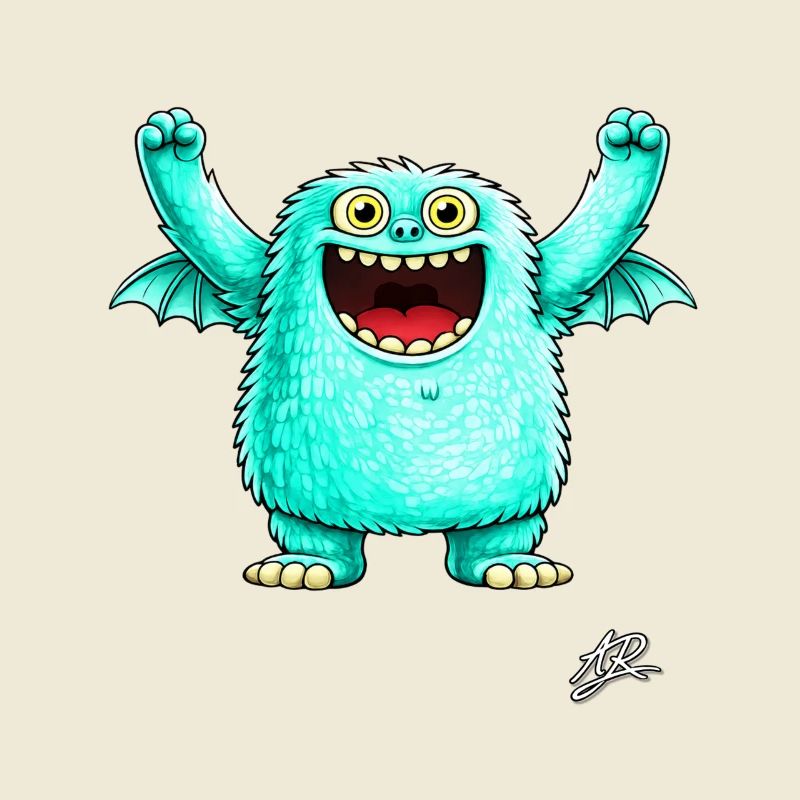 Monstre turquoise joyeux