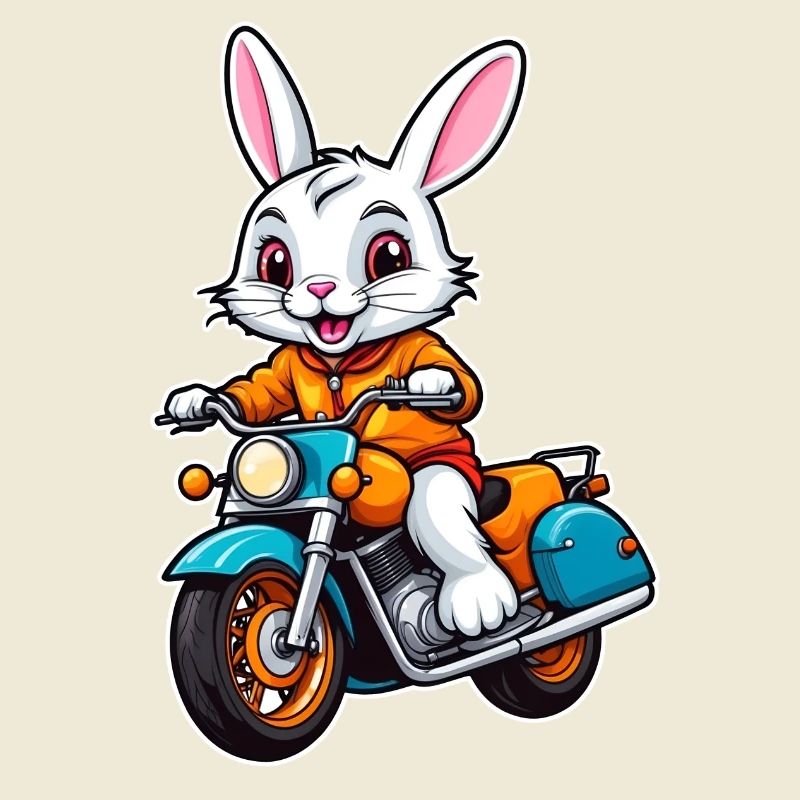 Cool Easter Bunny on Motorcycle Biker Bunny