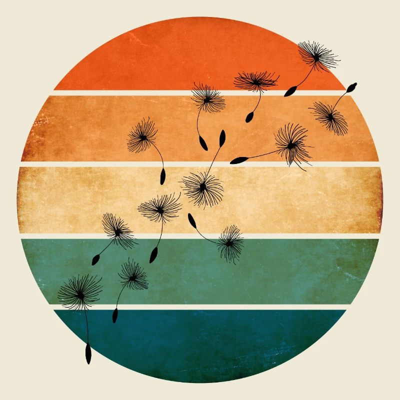 Retro sunset with dandelion
