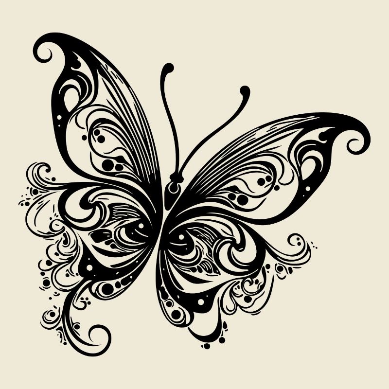 Dessin papillon de style lignes et points