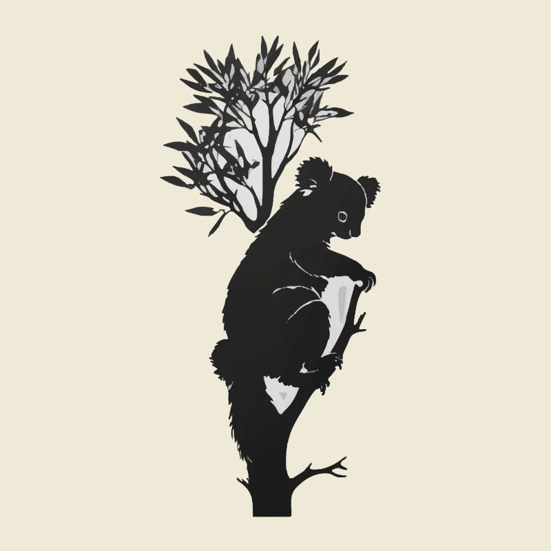 Silhouette eines Koalas, der sich an einen Baum