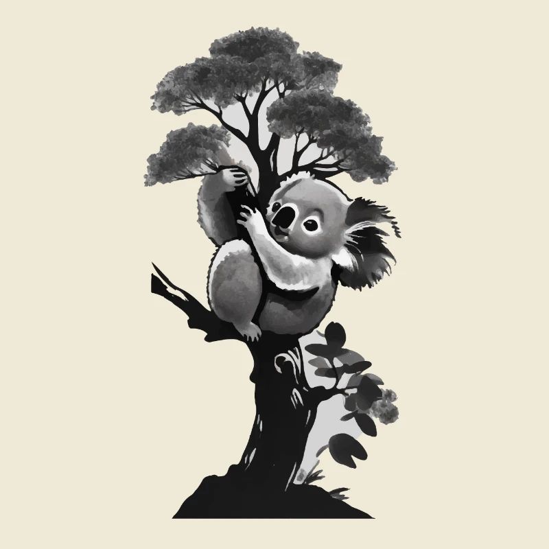 Silhouette eines Koalas, der sich an einen Baum