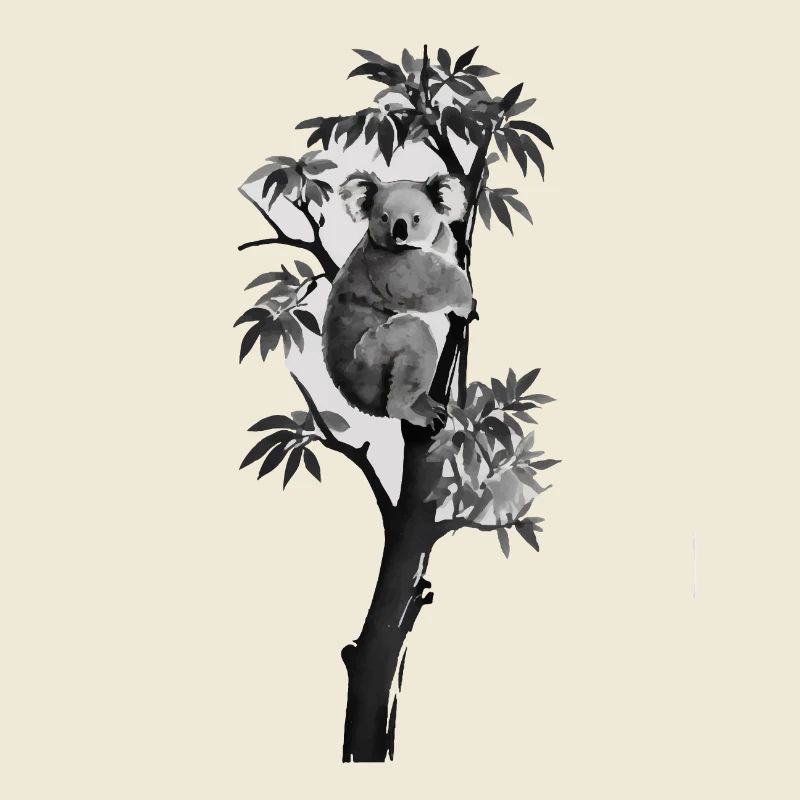 Silhouette eines Koalas, der sich an einen Baum