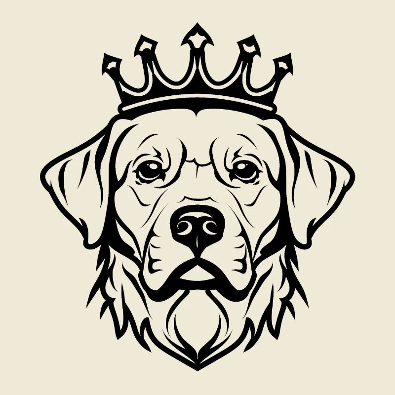 Ernster Hund mit Krone