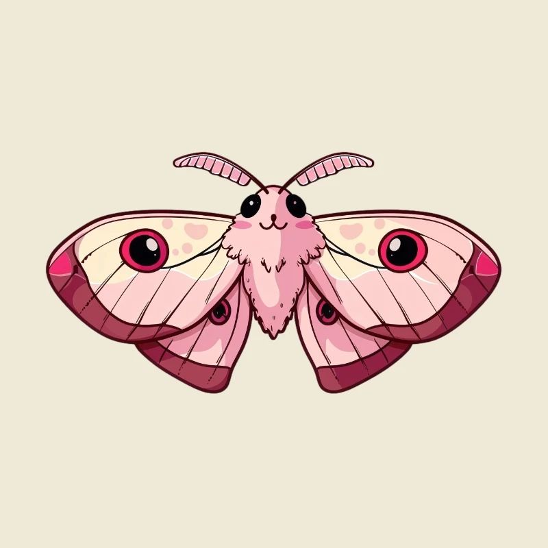 Adorable Pink Kawaii Moth