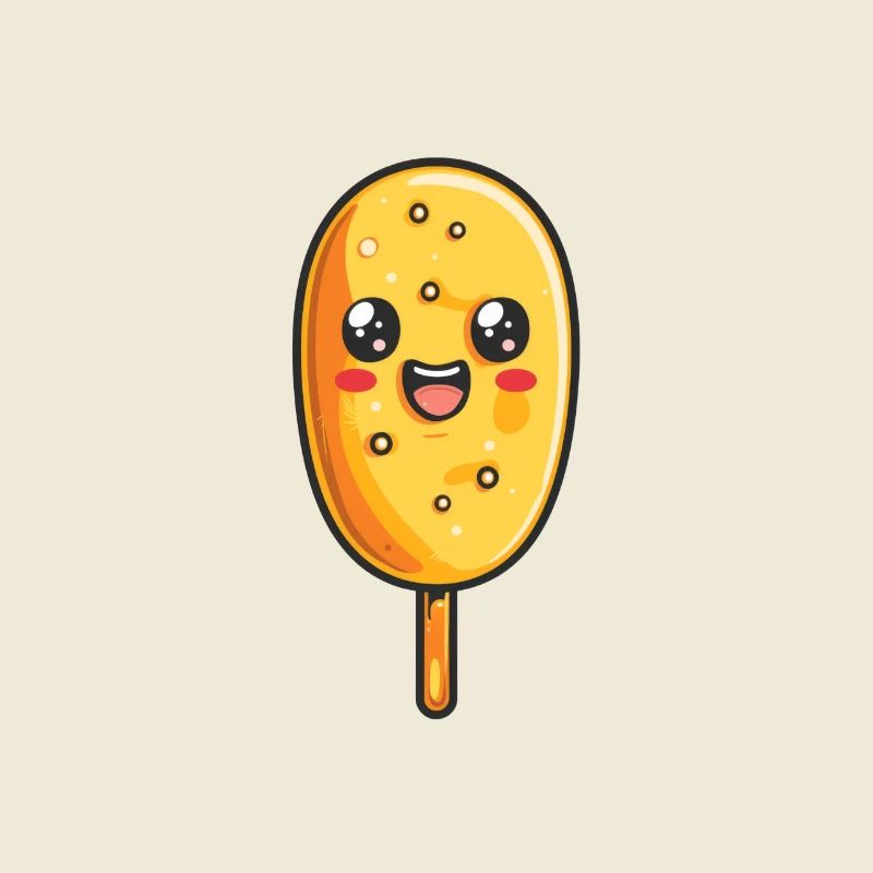 Corn Dog Niedlich Gesicht Cartoon