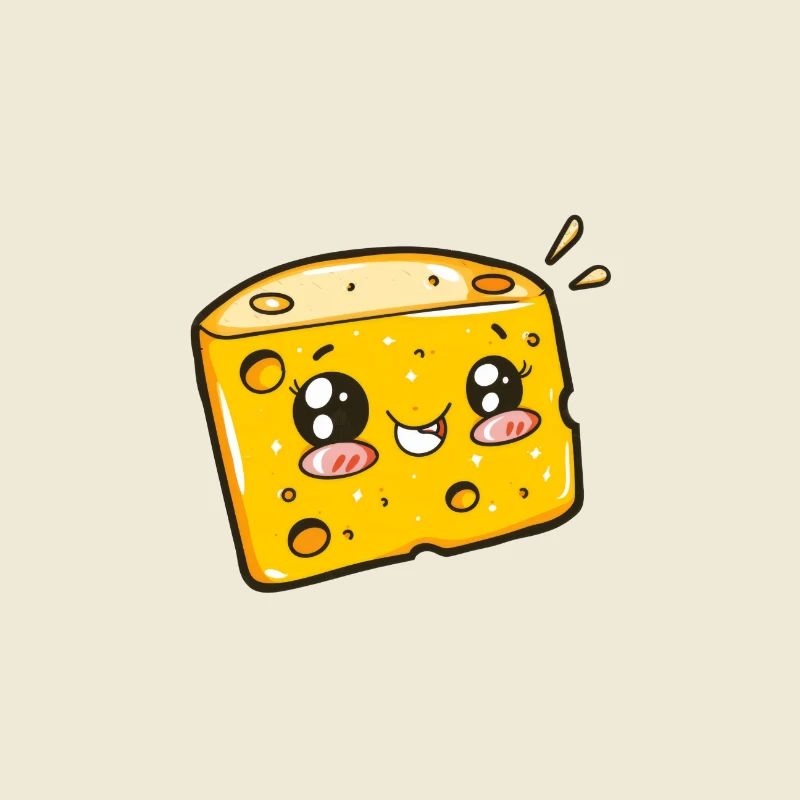 Fromage mignon avec un visage heureux