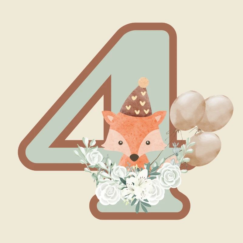 4e anniversaire renard fleurs