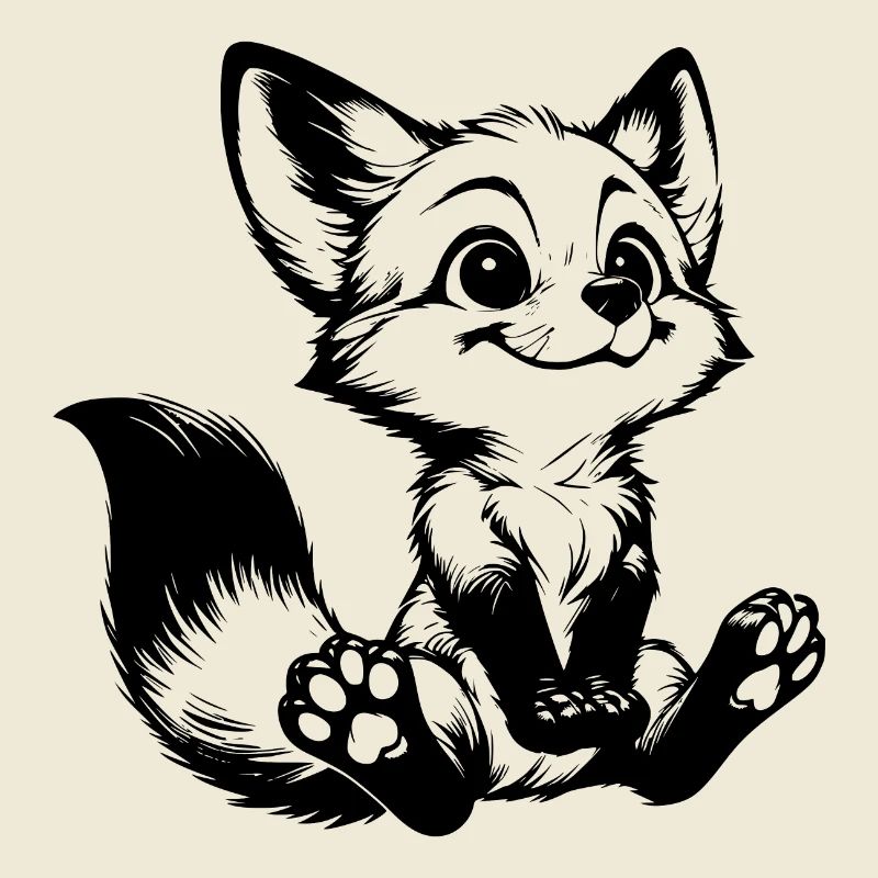 Curious Fox Drawing Seated Fox