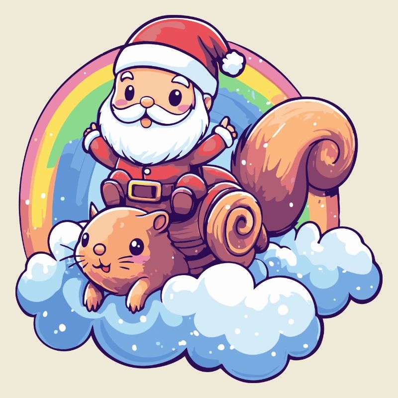 Eichhörnchen Weihnachtsmann Regenbogen