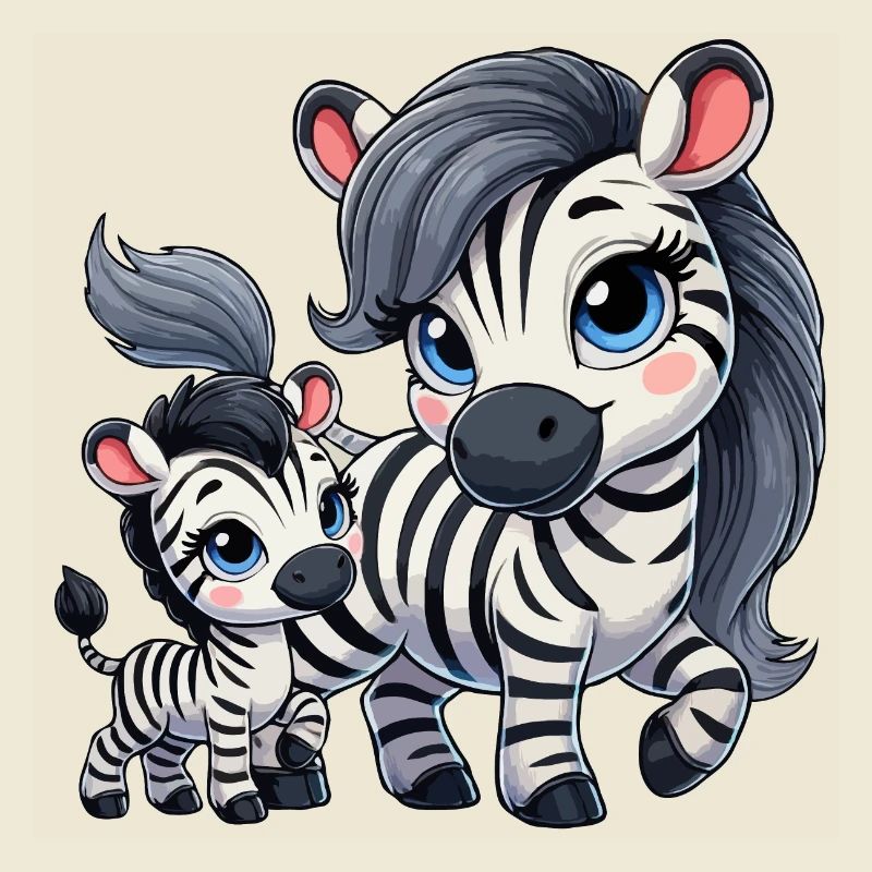 Zebra-Mutter mit Kind