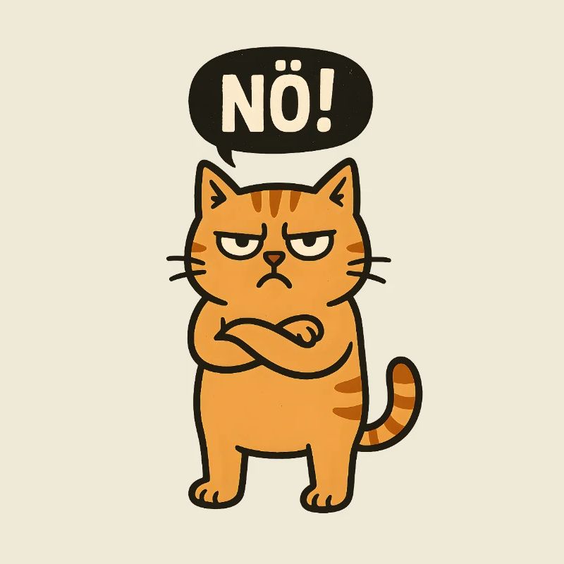 Drôle de chat avec un dicton effronté Non