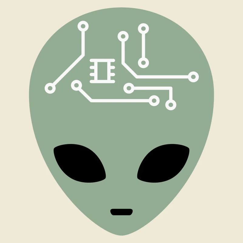 Alien Head with Circuits (three colours)
