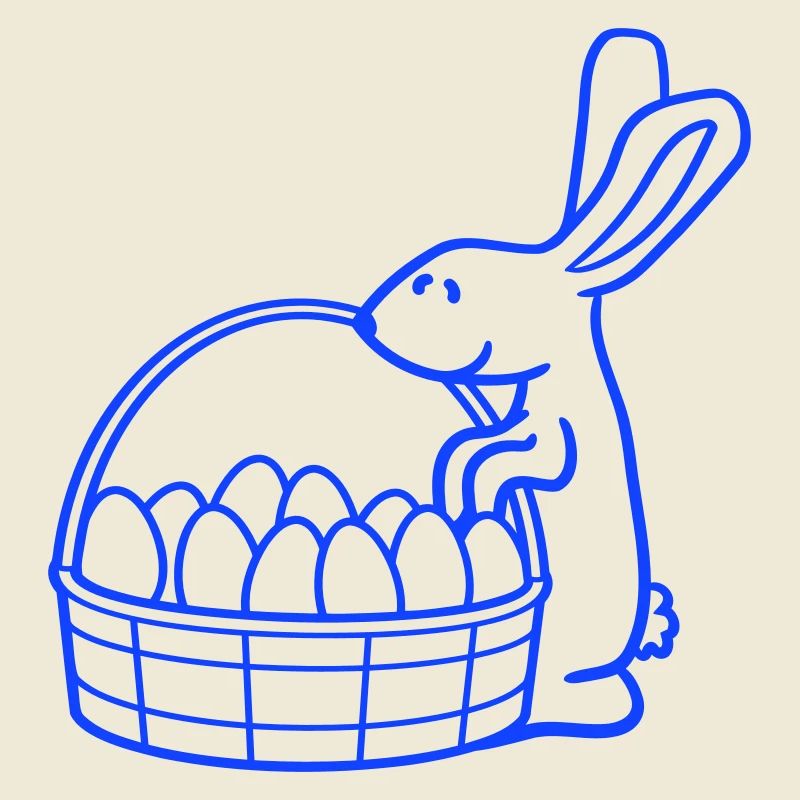 Bunny basket Easter eggs looking Easter bunny colorful eggs