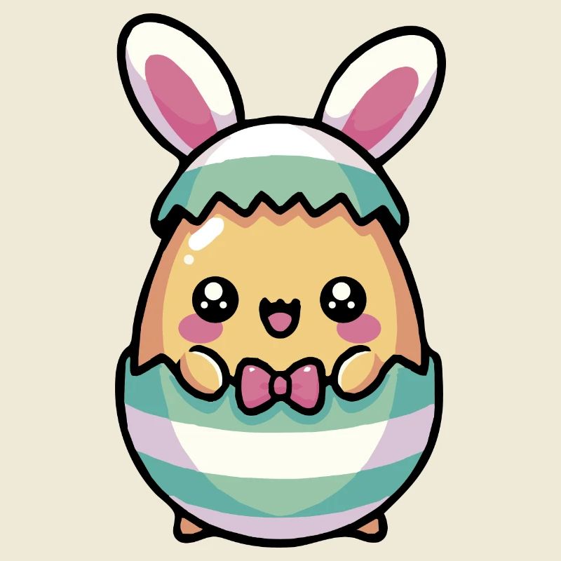 Cute Chibi Easter Bunny in a Egg