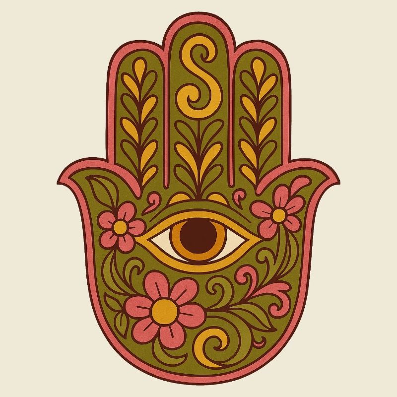Hamsa oeil Floral Boho Artwork