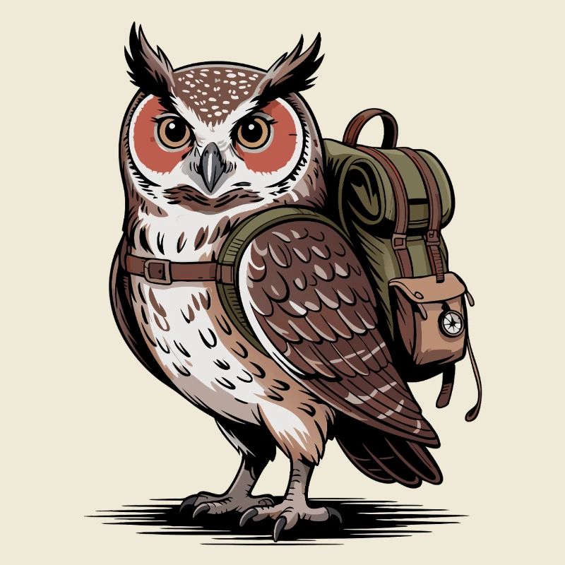 Owl with backpack
