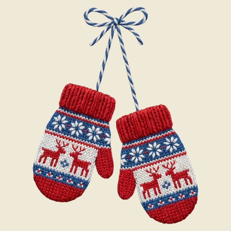 Moufles de Noël brodée (imprimé)