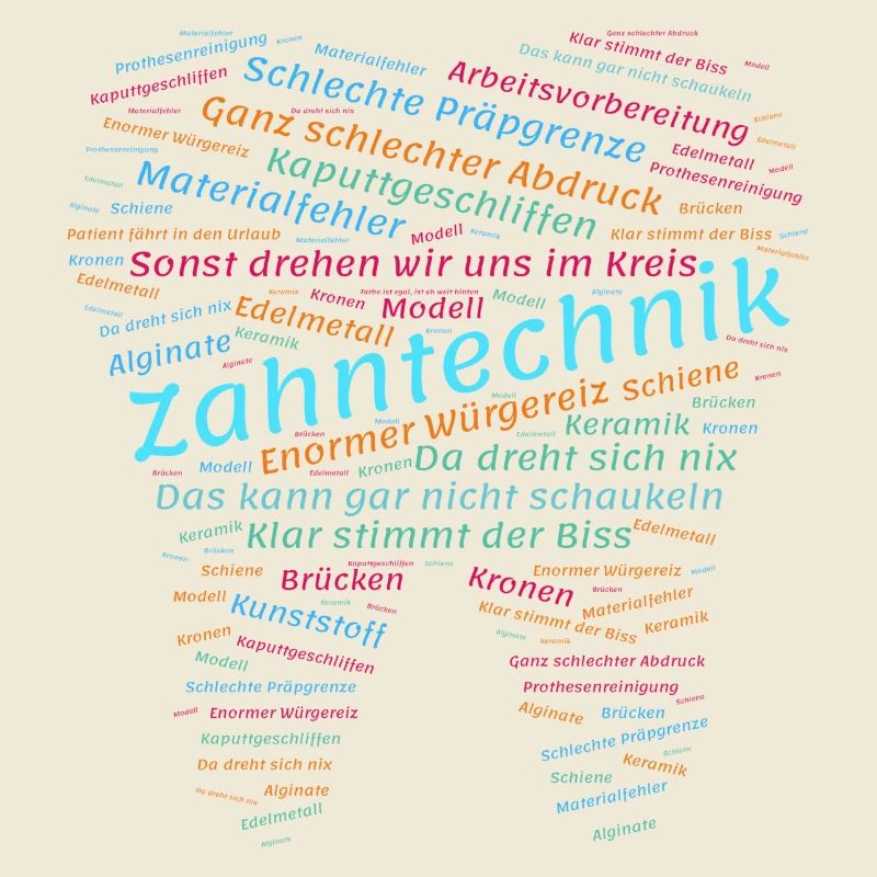 Zahntechnik Bullshit Wordcloud bunt