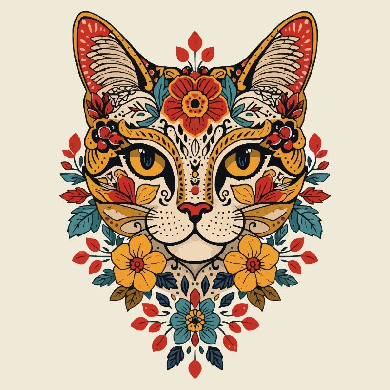Tête de chat fleurie