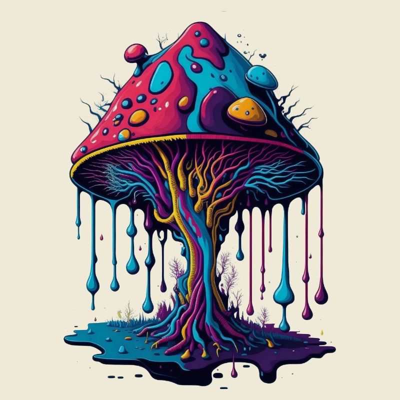 Forêt de champignons psychédélique lumineuse