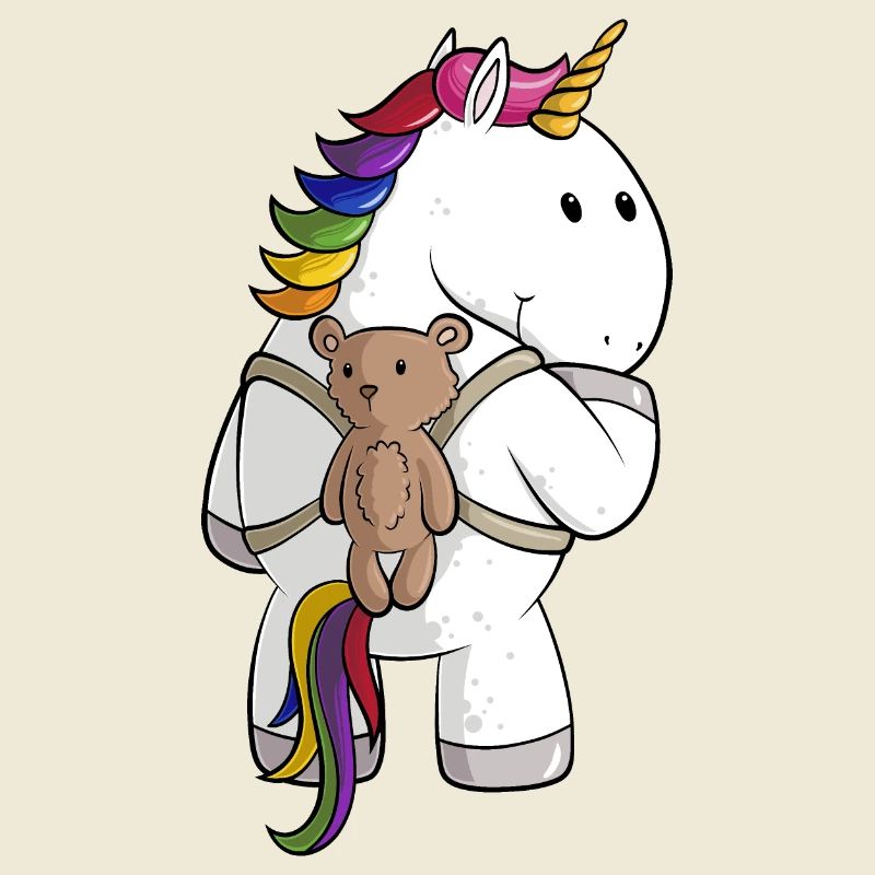 Comic Einhorn mit Rucksack