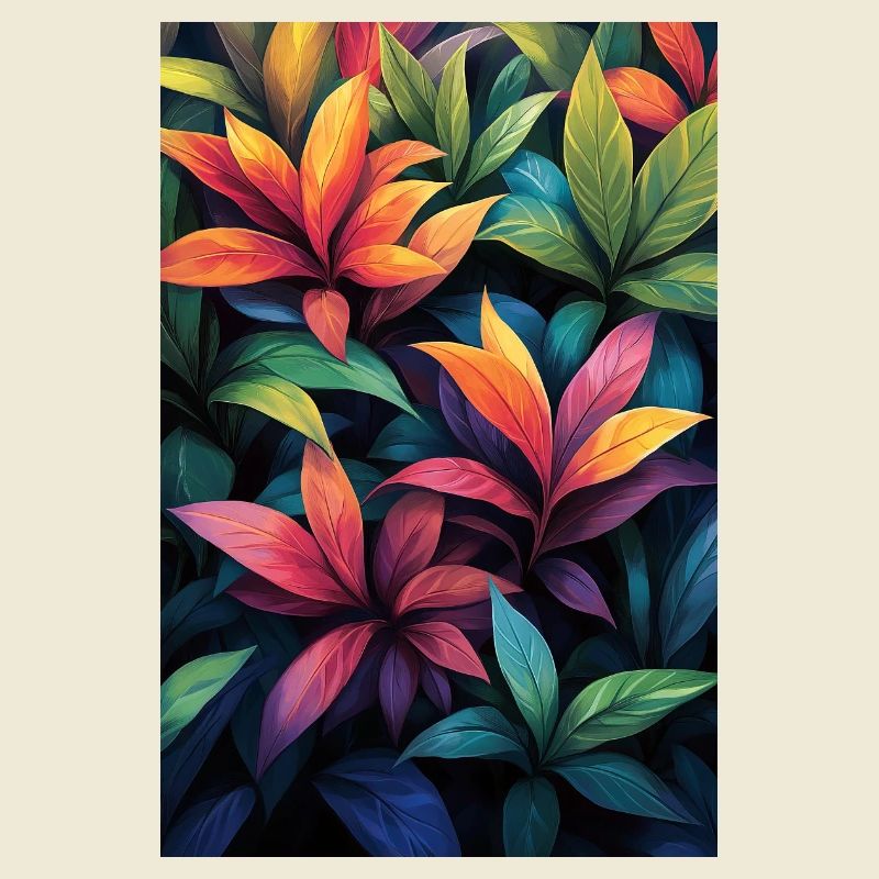 Neon Tropical Leaves Pattern