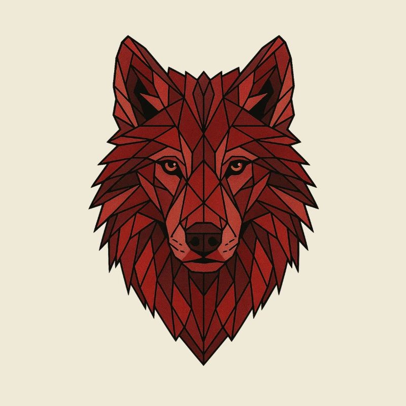 Red Geometric Wolf