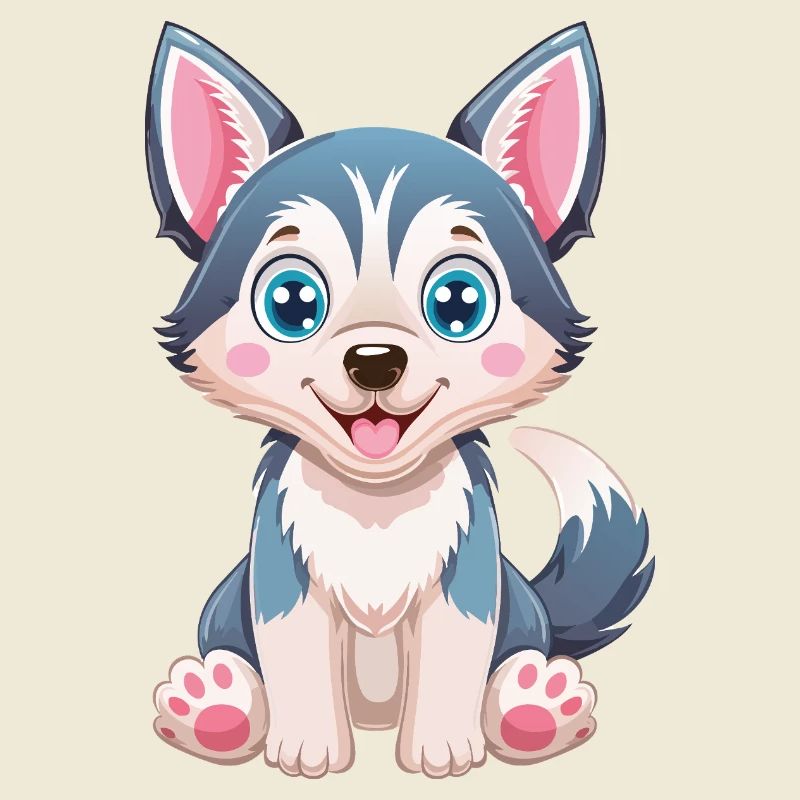 Dessin animé de chiot husky mignon