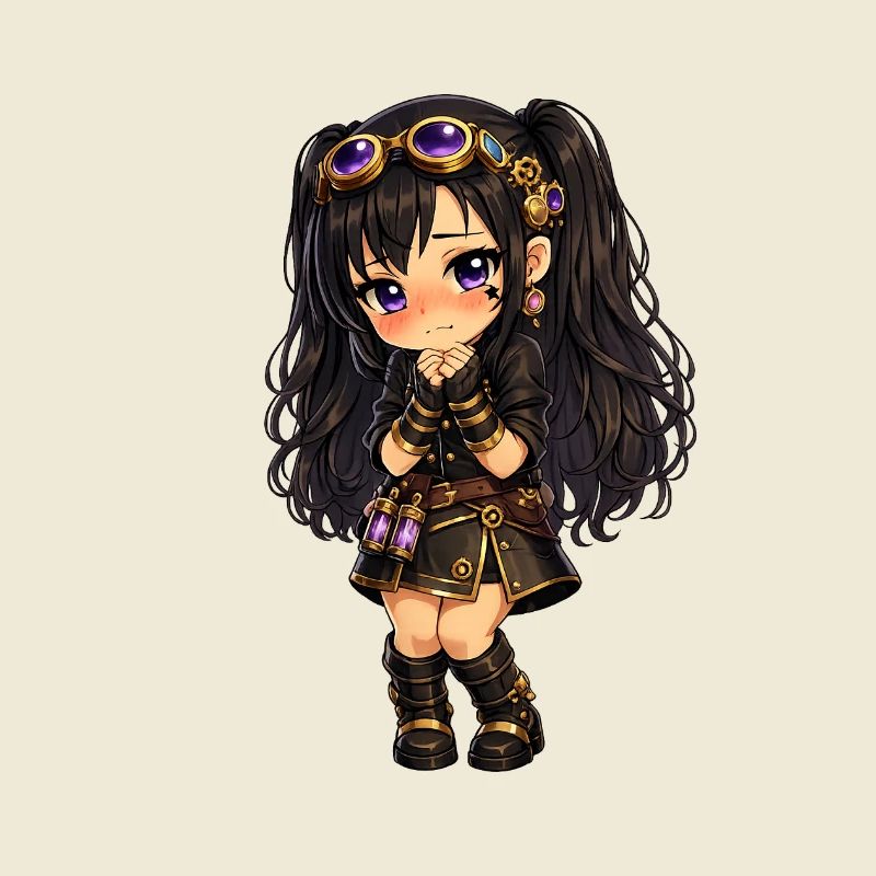 Steampunk chibi Luna mit Lila Glanz