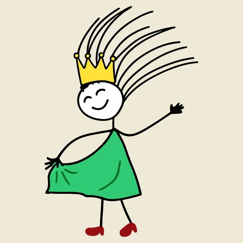 Crowned Joy: Minimal Princess Sketch