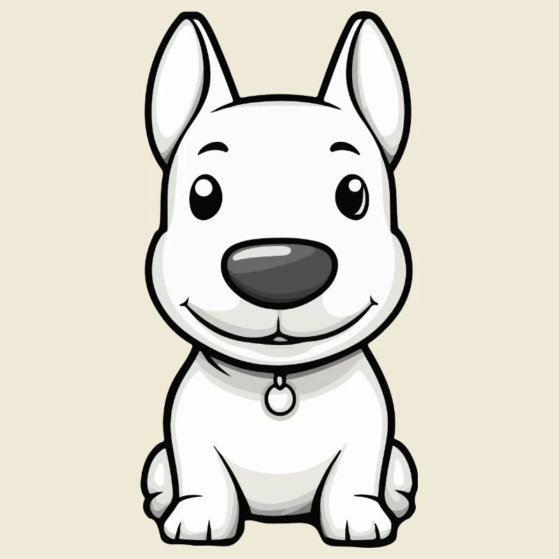 Bull Terrier Chien Bande Dessinée Mignon